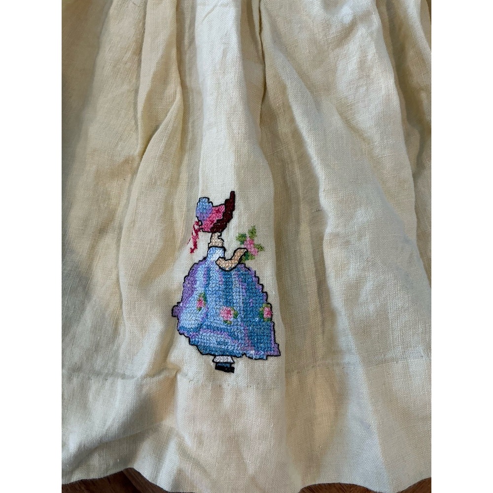 Vintage Girls Skirt Hand Made Crosstitch Cottage Cat Flowers - Picture 3 of 8